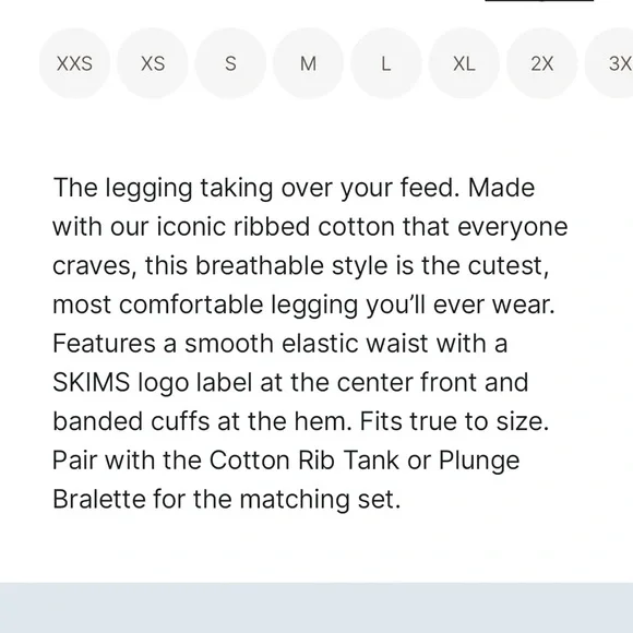 Skims Cotton Rib Legging. Size XXS. - Picture 10 of 10